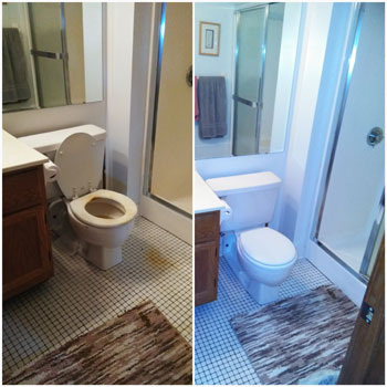 Bathroom - before and after cleaning